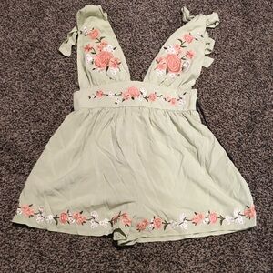 Forever 21 Floral Embroidered Romper